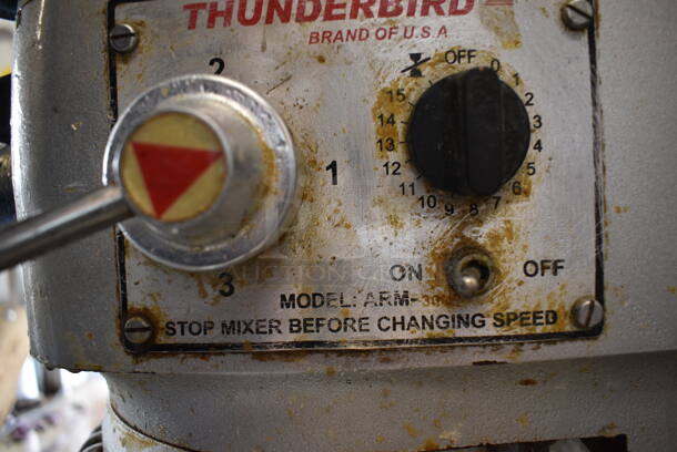 GREAT! Thunderbird Model ARM-30 Metal Commercial Floor Style 30 Quart Planetary Mixer w/ Stainless Steel Mixing Bowl and Bowl Guard. 21x27x46. Tested and Does Not Power On - Image 8 of 9
