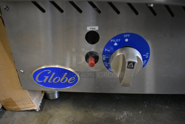 BRAND NEW SCRATCH AND DENT! Globe Stainless Steel Commercial Countertop Gas Powered Flat Top Griddle w/ Thermostatic Controls. 36x29x15.5 - Image 3 of 6