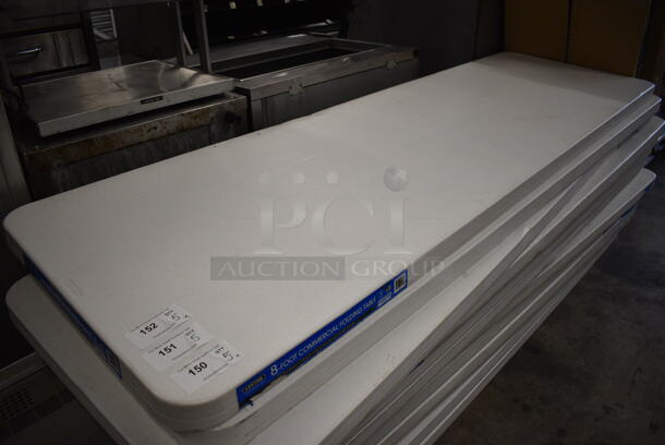 5 Lifetime White Poly and Metal 8' Commercial Folding Table. 96x29.5x30. 5 Times Your Bid!