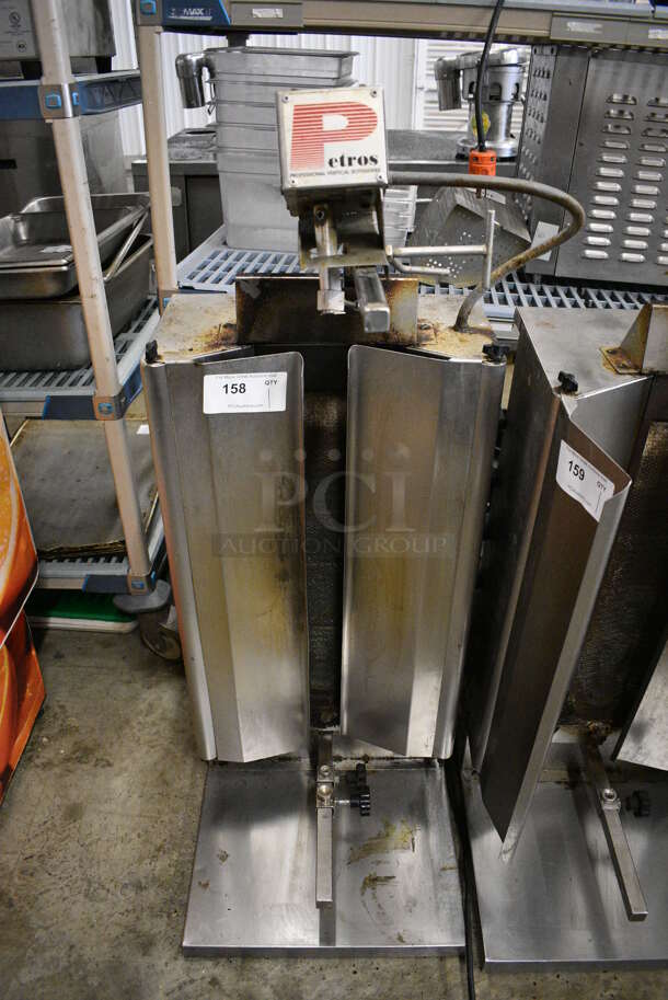 GREAT! Petros Stainless Steel Commercial Countertop Natural Gas Powered Vertical Rotisserie Gyro Machine. 17.5x19x47 - Image 1 of 5