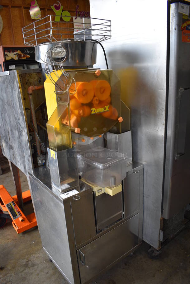 SWEET! Zumex Stainless Steel Commercial Floor Style Citrus Juicer on Commercial Casters. 115 Volts, 1 Phase. 26.5x24x72. Tested and Refrigeration Works But Parts Do Not Move - Image 2 of 10