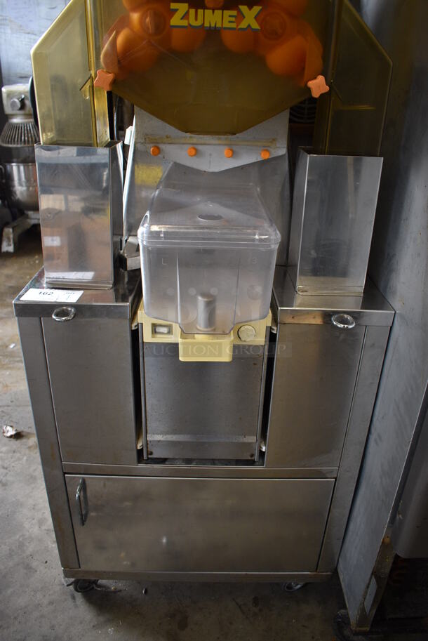 SWEET! Zumex Stainless Steel Commercial Floor Style Citrus Juicer on Commercial Casters. 115 Volts, 1 Phase. 26.5x24x72. Tested and Refrigeration Works But Parts Do Not Move - Image 3 of 10