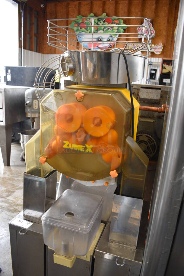 SWEET! Zumex Stainless Steel Commercial Floor Style Citrus Juicer on Commercial Casters. 115 Volts, 1 Phase. 26.5x24x72. Tested and Refrigeration Works But Parts Do Not Move - Image 5 of 10