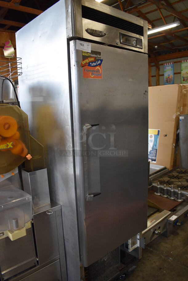 GREAT! Turbo Air Model MSF-23NM Stainless Steel Commercial Single Door Reach In Freezer w/ Poly Coated Racks on Commercial Casters. 110-120 Volts, 1 Phase. 27x30.5x83. Tested and Working! - Image 2 of 6