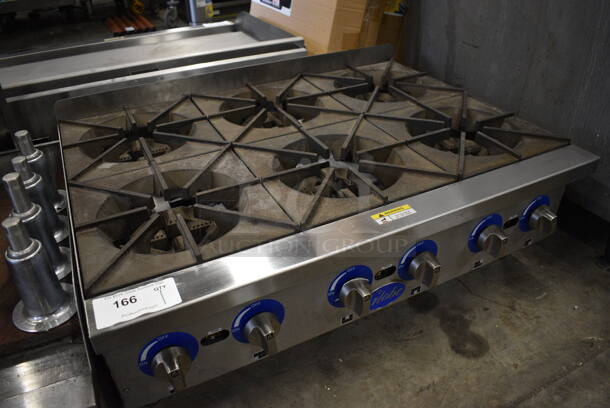 BRAND NEW! GREAT! Globe Stainless Steel Commercial Countertop Gas Powered 6 Burner Range. 36x26.5x15 - Image 5 of 6