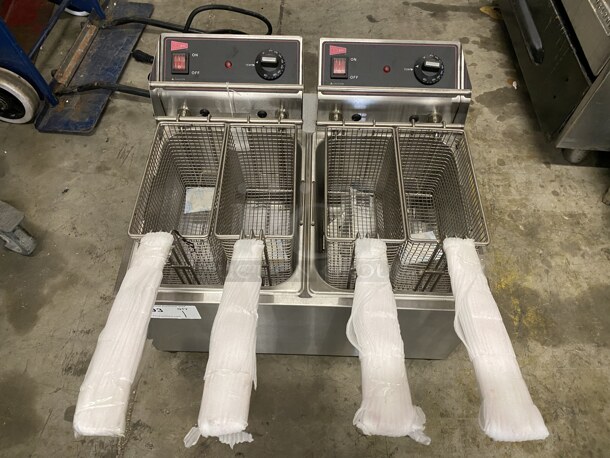Cecilware Stainless Steel Countertop Electric Powered 2 Bay Fryer w/ 4 Metal Fry Baskets. 21.5x17x16 - Image 2 of 8