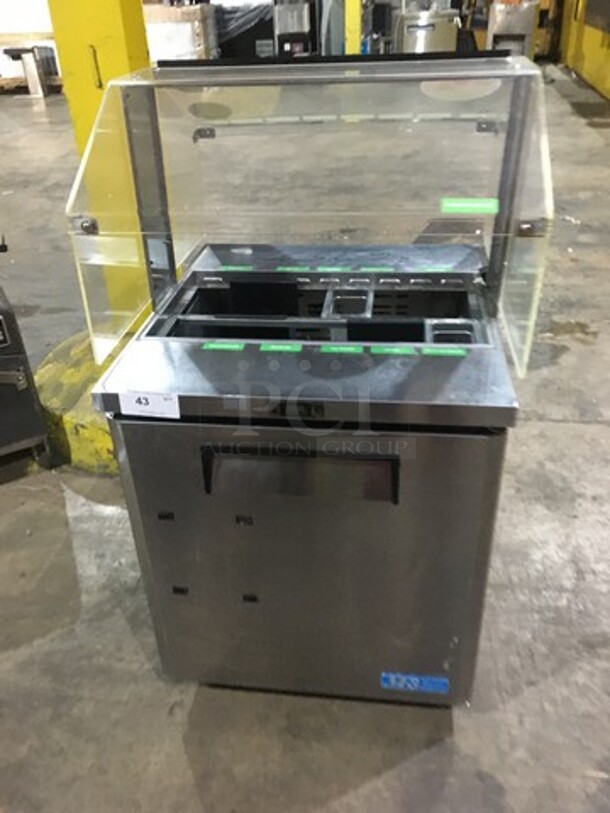 Nice! Turbo Air Refrigerated Salad Bar Island! With Sneeze Guard! Model MST28711S Serial MS2TS10129! 115V 1 Phase! On Commercial Casters! 