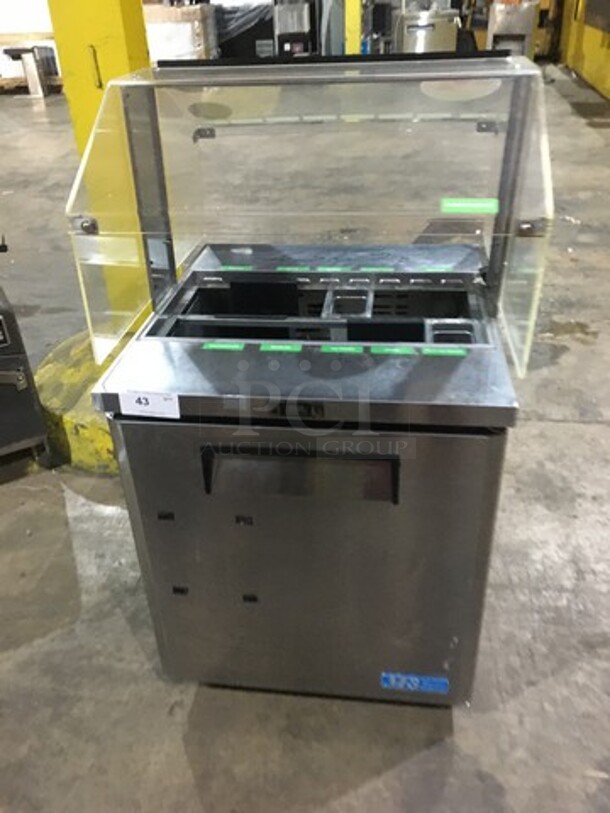 Nice! Turbo Air Refrigerated Salad Bar Island! With Sneeze Guard! Model MST28711S Serial MS2TS10129! 115V 1 Phase! On Commercial Casters!  - Image 1 of 10
