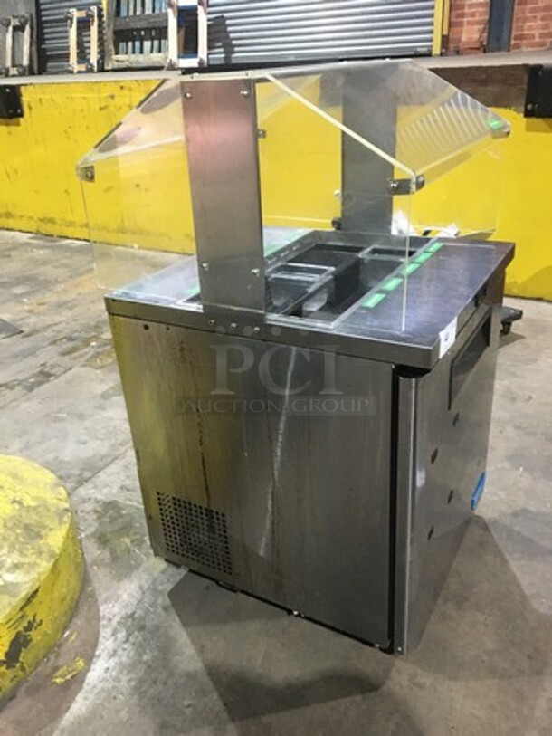 Nice! Turbo Air Refrigerated Salad Bar Island! With Sneeze Guard! Model MST28711S Serial MS2TS10129! 115V 1 Phase! On Commercial Casters!  - Image 3 of 10