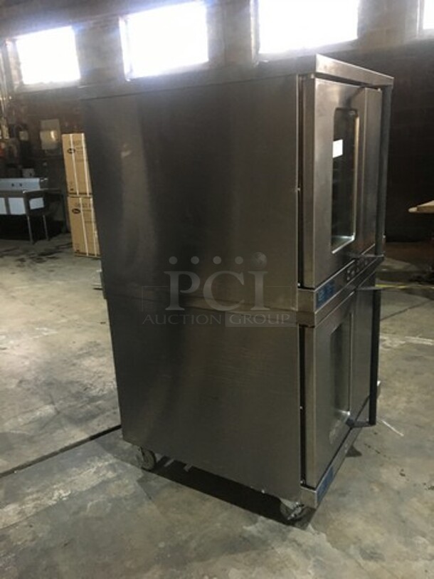 WOW! Duke Double Stacked Natural Gas Powered Heavy Duty Convection Oven! 6/13 Edition! With One View Through Door & One Solid Door! With Metal Racks! On Commercial Casters! 2 X Your Bid! Makes One Unit! - Image 3 of 10