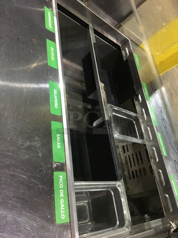 Nice! Turbo Air Refrigerated Salad Bar Island! With Sneeze Guard! Model MST28711S Serial MS2TS10129! 115V 1 Phase! On Commercial Casters!  - Image 5 of 10