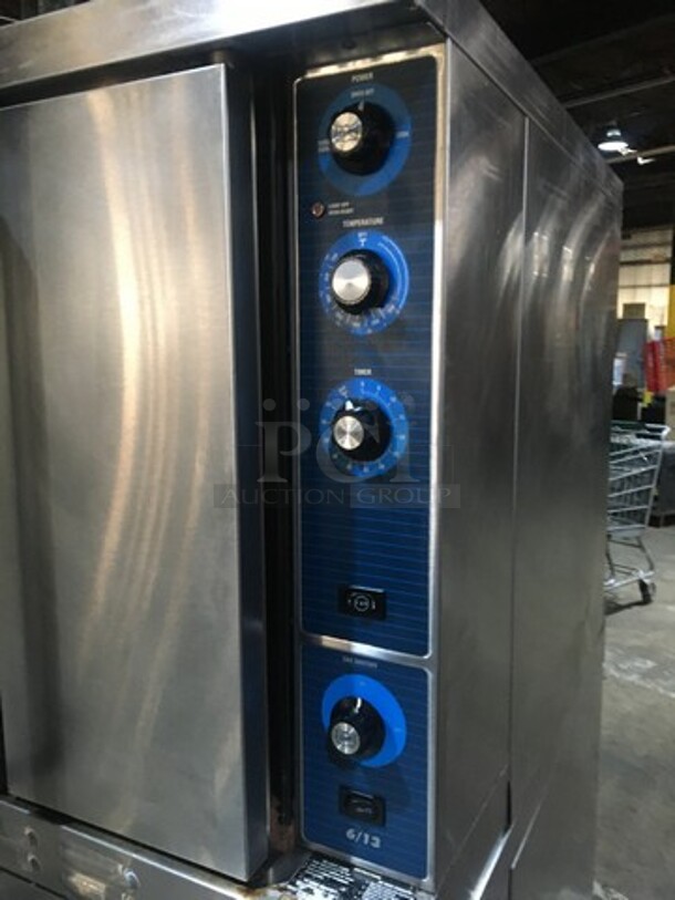 WOW! Duke Double Stacked Natural Gas Powered Heavy Duty Convection Oven! 6/13 Edition! With One View Through Door & One Solid Door! With Metal Racks! On Commercial Casters! 2 X Your Bid! Makes One Unit! - Image 7 of 10