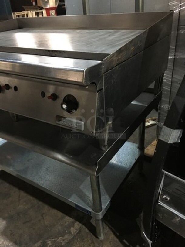 Nice! Garland Natural Gas Powered 48 Inch Flat Grill! On Stainless Steel Equipment Stand! With Underneath Storage Space! - Image 2 of 10