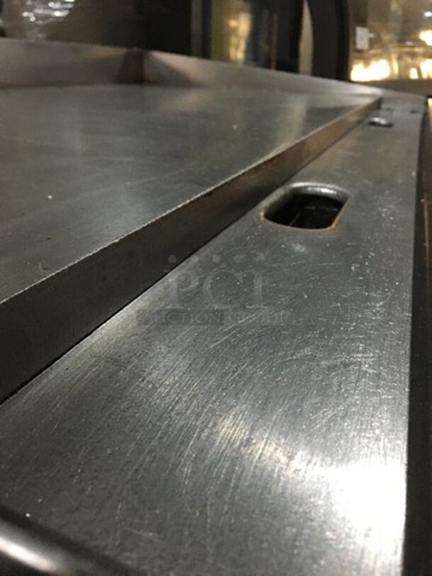 Nice! Garland Natural Gas Powered 48 Inch Flat Grill! On Stainless Steel Equipment Stand! With Underneath Storage Space! - Image 6 of 10