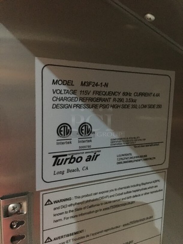 Turbo Air All Stainless Steel One Door Reach In Freezer! Model M3F24-1N! 115V 1 Phase! On Commercial Casters!  - Image 8 of 11