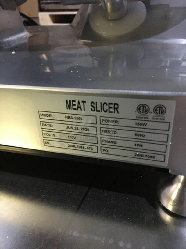 WOW! Brand NEW IN A BOX! 2020 USR 10 Inch Blade Commercial Meat Slicer! Model HBS-250L! 115V 1 Phase!  - Image 9 of 11