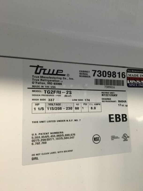 Amazing! True Heavy Duty Commercial 2 Door Roll In Rack FREEZER Dough Retarder! With Ramps! Model TG2FRI-2S Serial 7309816! All S.S.! 115/208/230V 1 Phase!  - Image 8 of 10