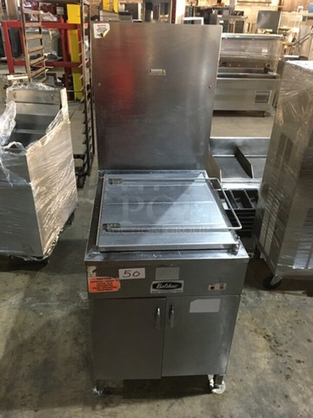 Amazing! Belshaw Natural Gas Powered Commercial Donut Deep Fat Fryer! Model 718TCG! All Stainless Steel! On Legs!  - Image 1 of 11