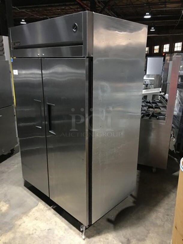 WOW! True 2 Door Stainless Steel Reach In Cooler! With Poly Coated Racks! Model TG2R-2S Serial 7610307! 115V 1 Phase! On Commercial Casters!  - Image 2 of 10