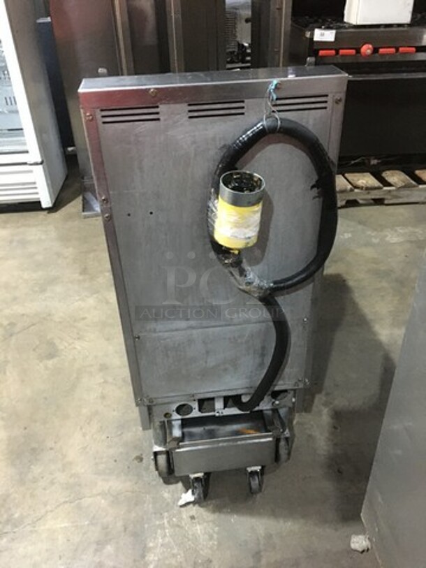 WOW! Pitco Soltice Electric Powered Deep Fat Fryer! With Oil Filter System! Digital Controlled Panel! Model SFSE14 Serial E08HA027570! 208V 3 Phase! On Commercial Casters!  - Image 4 of 11