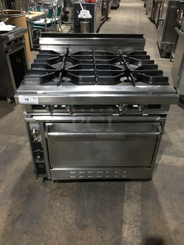 Nice! Jade Range Heavy Duty Commercial Natural Gas Powered WIDE BODY 4 Burner Range! With Full Size Oven Underneath! All S.S.!  On Commercial Casters! 