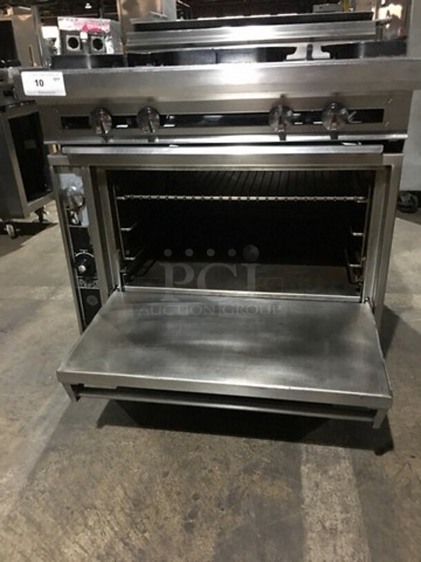 Nice! Jade Range Heavy Duty Commercial Natural Gas Powered WIDE BODY 4 Burner Range! With Full Size Oven Underneath! All S.S.!  On Commercial Casters!  - Image 7 of 11