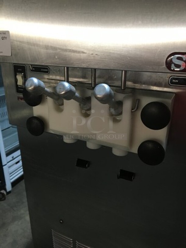 Wow! Saniserve 3 Handle Soft Serve Ice Cream Machine! Model A5271P Serial K131810! 208/230V 1 Phase! On Commercial Casters!  - Image 7 of 11