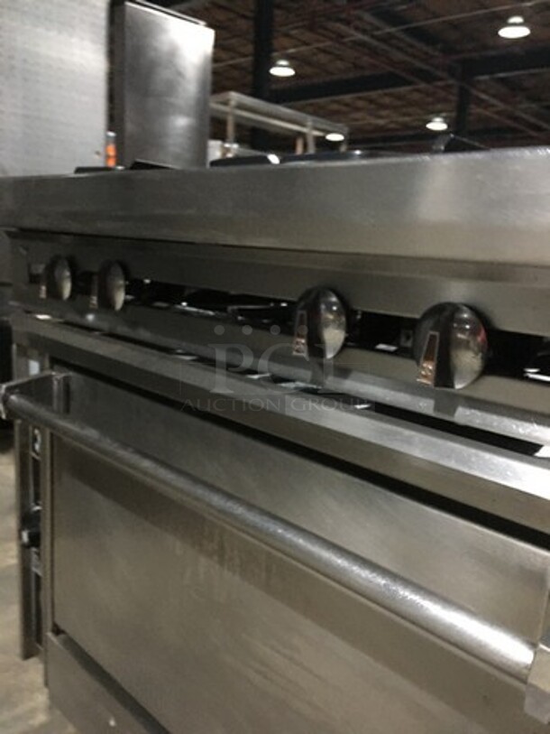 Nice! Jade Range Heavy Duty Commercial Natural Gas Powered WIDE BODY 4 Burner Range! With Full Size Oven Underneath! All S.S.!  On Commercial Casters!  - Image 9 of 11