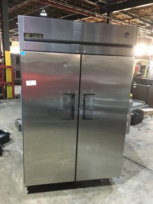 Nice! True 2 Door All Stainless Steel Reach In Cooler! On Commercial Casters! 