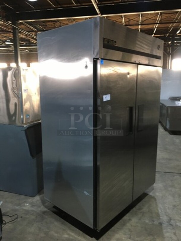 Nice! True 2 Door All Stainless Steel Reach In Cooler! On Commercial Casters!  - Image 2 of 3
