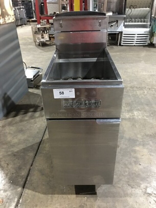 American Range Natural Gas Powered 3 Burner Deep Fat Fryer! All S.S.! On Legs!  - Image 1 of 9