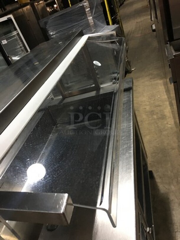 Delfield Refrigerated All Stainless Steel Refrigerated Cold Pan Salad Bar Island Merchandiser! With Sneeze Guard! Model KCSC50NU Serial 59213213M! 115V 1 Phase! On Commercial Casters!  - Image 7 of 12