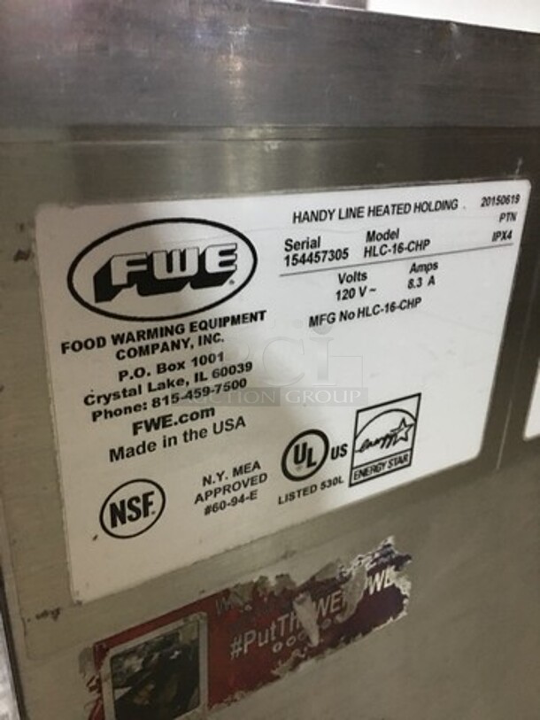 Nice! 2015 FWE 2 Door All Stainless Steel Food Warming Cabinet! Model HLC-16-CHP Serial 154457305! 120V 1 Phase! On Commercial Casters!  - Image 5 of 9