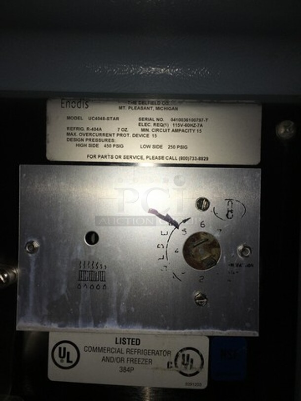Sweet! Delfield 2 Door Refrigerated Lowboy Cooler Worktop! Model UC4048-STAR Serial 0410036100797-T! 115V 1 Phase! On Casters!  - Image 7 of 8