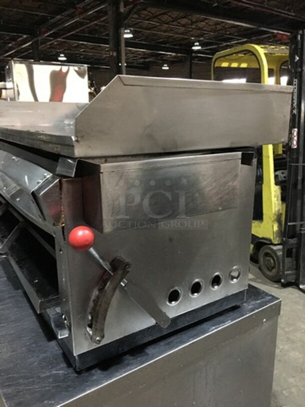 Great! Rare Find! All Stainless Steel Natural Gas Powered 40 Inch Flat Grill With Cheese Melter Combo!  - Image 3 of 10