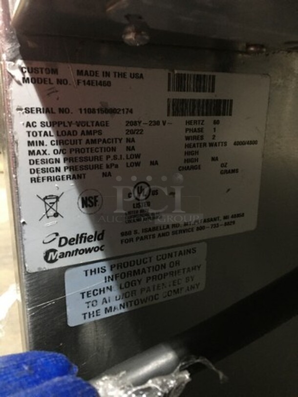 Fab! Delfield All Stainless Steel 4 Well Electric Powered Steam Table! Each Well Individually Controlled! Model F14E1460 Serial 1108150302174! On Commercial Casters! 208/230V 1 Phase!  - Image 8 of 9