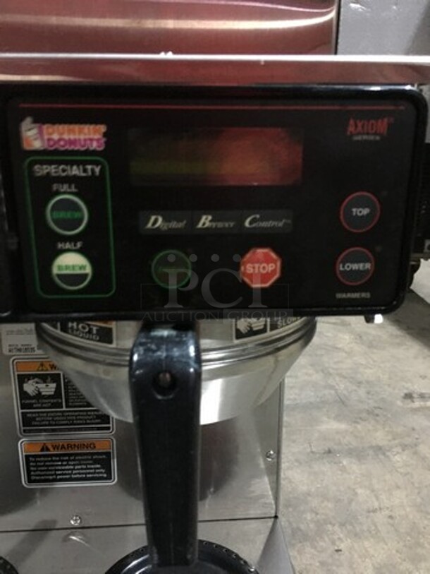 Nice! Bunn Commercial 4 Station Coffee Brewing Machine! Dunkin Donuts Edition! With Digital Controls! Model AXIOM2/2 Twin Serial AXTN018535! 120/208/240V 1 Phase!  - Image 8 of 10