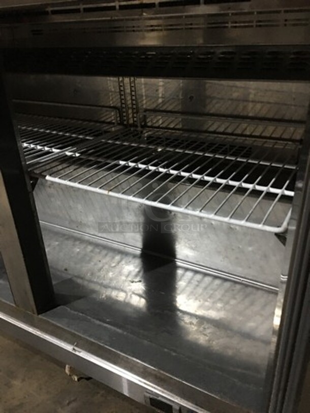 Universal Coolers All Stainless Refrigerated Mega Top Sandwich Prep Table! Model SCLM2 Serial D1607M707TSSU48K006! 110V 1 Phase! On Commercial Casters!  - Image 6 of 10