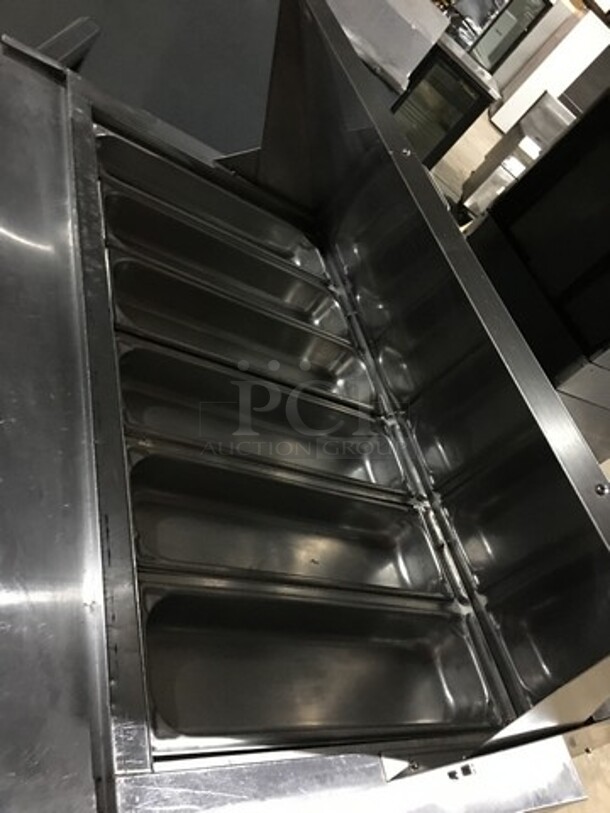 Universal Coolers All Stainless Refrigerated Mega Top Sandwich Prep Table! Model SCLM2 Serial D1607M707TSSU48K006! 110V 1 Phase! On Commercial Casters!  - Image 7 of 10