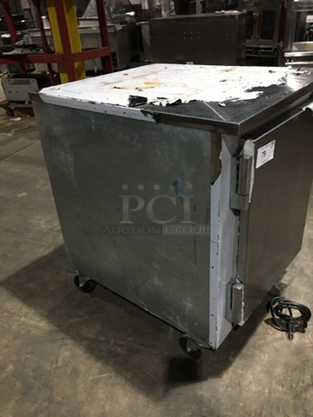 NEW NEVER USED! Leader One Door Refrigerated Lowboy Cooler Worktop! With Pan Rack Holder Inside! Model LB27R Serial PP102308! 115V 1 Phase! Remote Compressor/No Compressor! On Commercial Casters!  - Image 2 of 9