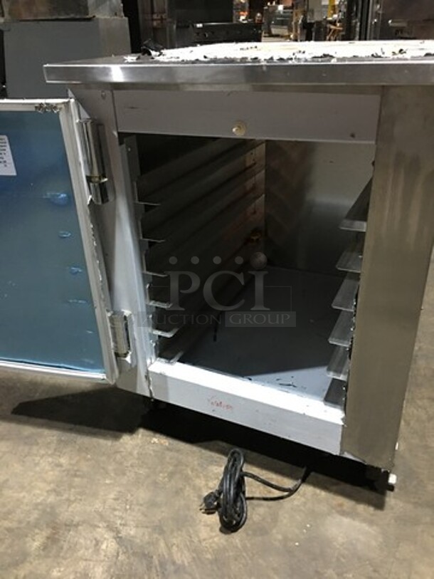 NEW NEVER USED! Leader One Door Refrigerated Lowboy Cooler Worktop! With Pan Rack Holder Inside! Model LB27R Serial PP102308! 115V 1 Phase! Remote Compressor/No Compressor! On Commercial Casters!  - Image 5 of 9