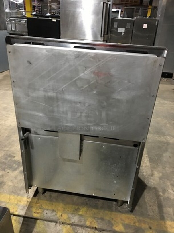 Nice! American Range Natural Gas Powered Flat Griddle! With Full Size Oven! With Raised Backsplash And Salamander Shelf! On Legs!  - Image 4 of 11
