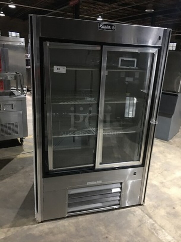 2010 Leader 2 Glass Door Reach In Cooler Merchandiser! Model LS48S/C Serial PT070666A! 115V 1 Phase!