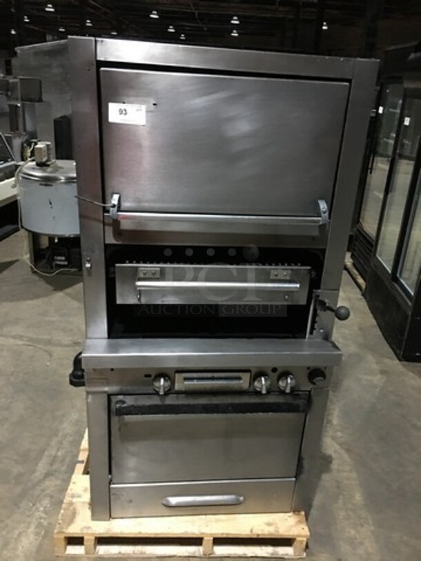 Nice! Jade Range Natural Gas Powered Upright Char Broiler Grill! With Double Oven! All S.S. Body! 