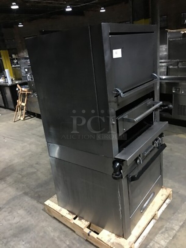 Nice! Jade Range Natural Gas Powered Upright Char Broiler Grill! With Double Oven! All S.S. Body!  - Image 2 of 9