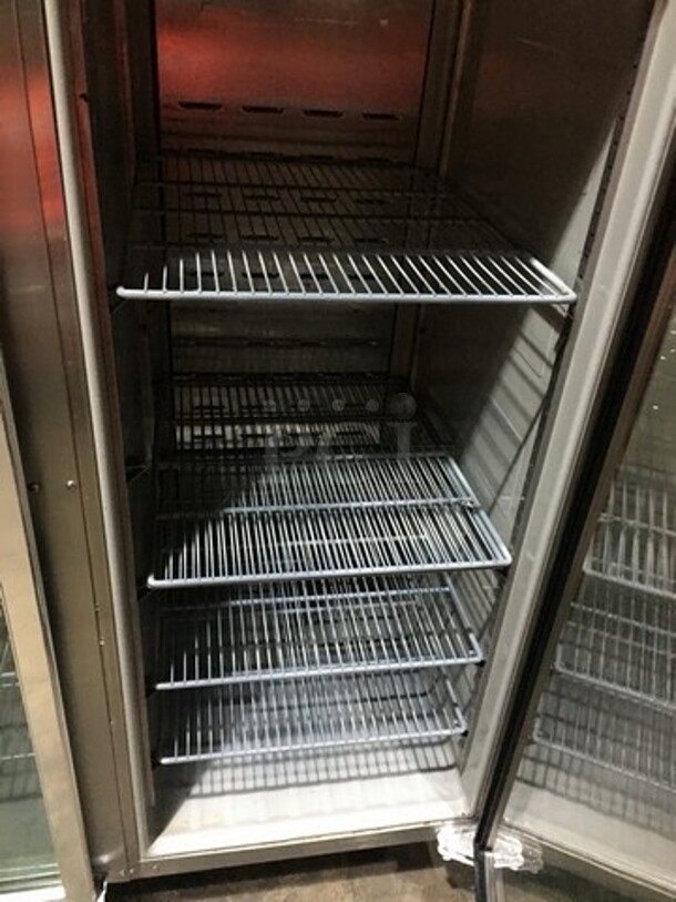 Sweet! Hoshizaki 3 Door Split Merchandiser! 2 Glass Door With 1 One Glass Door Reach In Freezer Merchandiser! With Poly Coated Racks! Model CR3B-FGY Serial D80090L! 115V 1 Phase! On Casters!   - Image 7 of 9