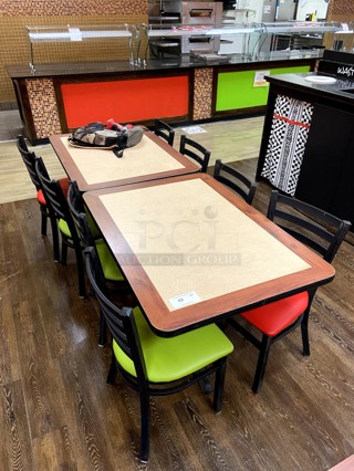 Lot of 2 Large Tables and 8 Chairs