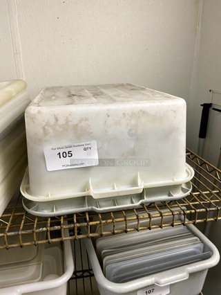 Lot of Plastic Storage containers and Lids & (3) 18 qt Cambro containers