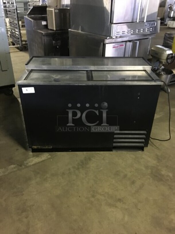True Commercial Under The Counter Beer Bottle Cooler! With 2 Stainless Steel Sliding Top Doors! Model TD5018 Serial 1265577! 115V 1Phase!