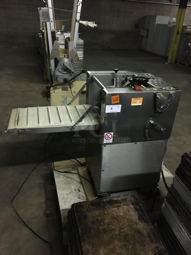 Teknoservice Commercial Floor Style Portion Dough Sheeter Machine! With Foot Pedals! Model 00041AVV! 220V! Not Tested! - Image 1 of 12